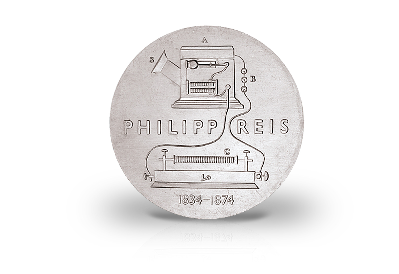 5 Mark Gedenkmünze 1974 DDR Philipp Reis Jaeger-Nr. 1550