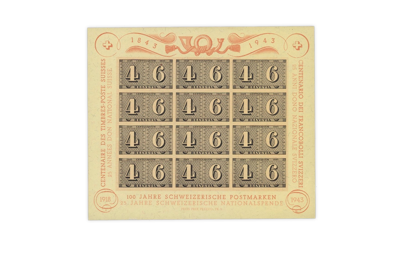 Schweiz Block 9 gestempelt 100 Jahre Schweizer Briefmarken