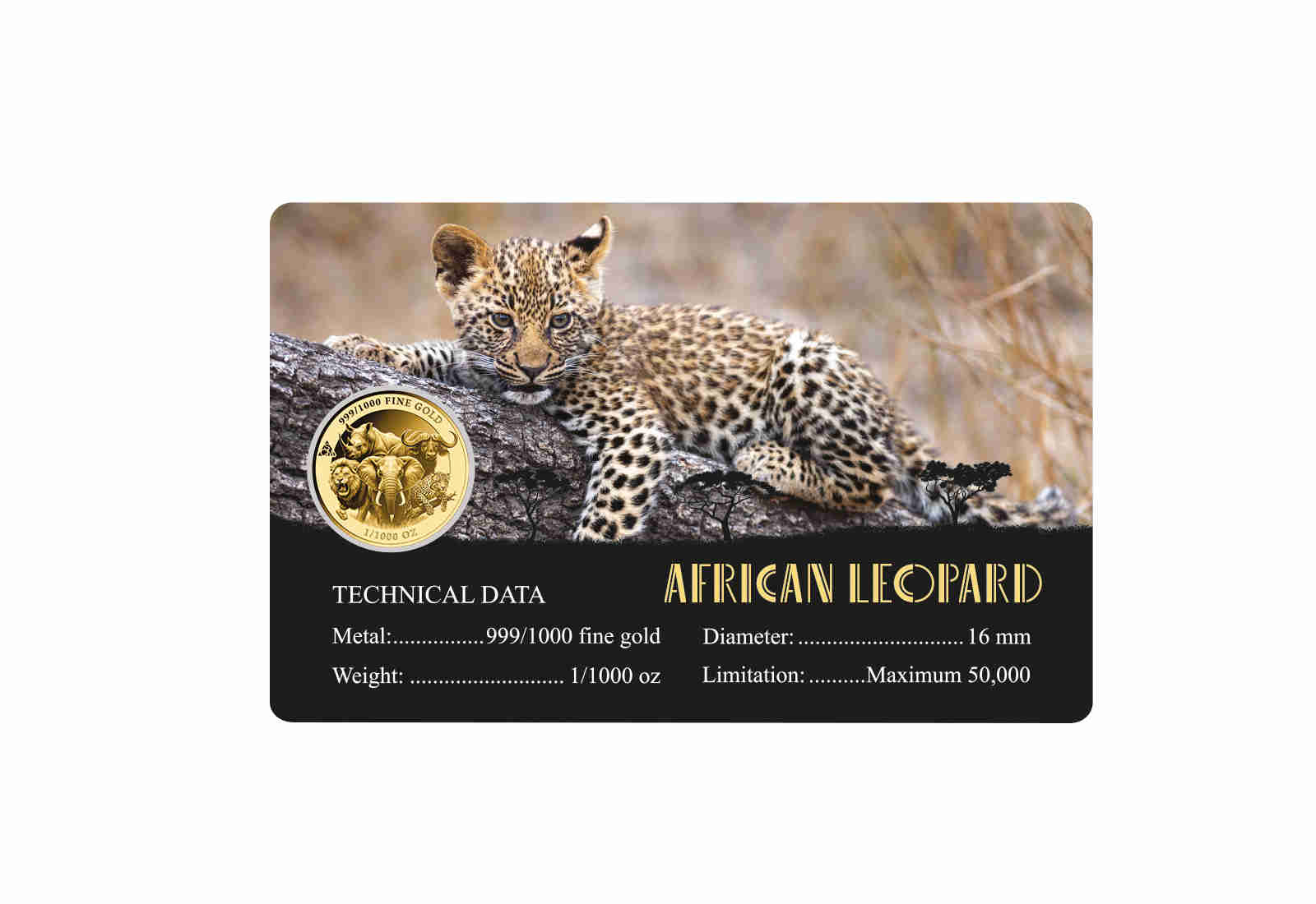 Goldcard Motiv Leopard mit 999/1000 Goldausgabe