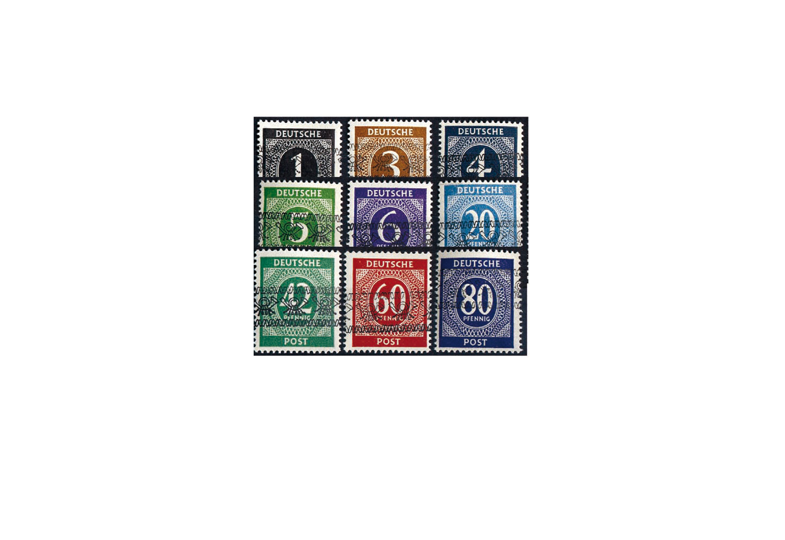Alliierte Besetzung Bizone Mi.Nr. I-IX gestempelt, geprüft