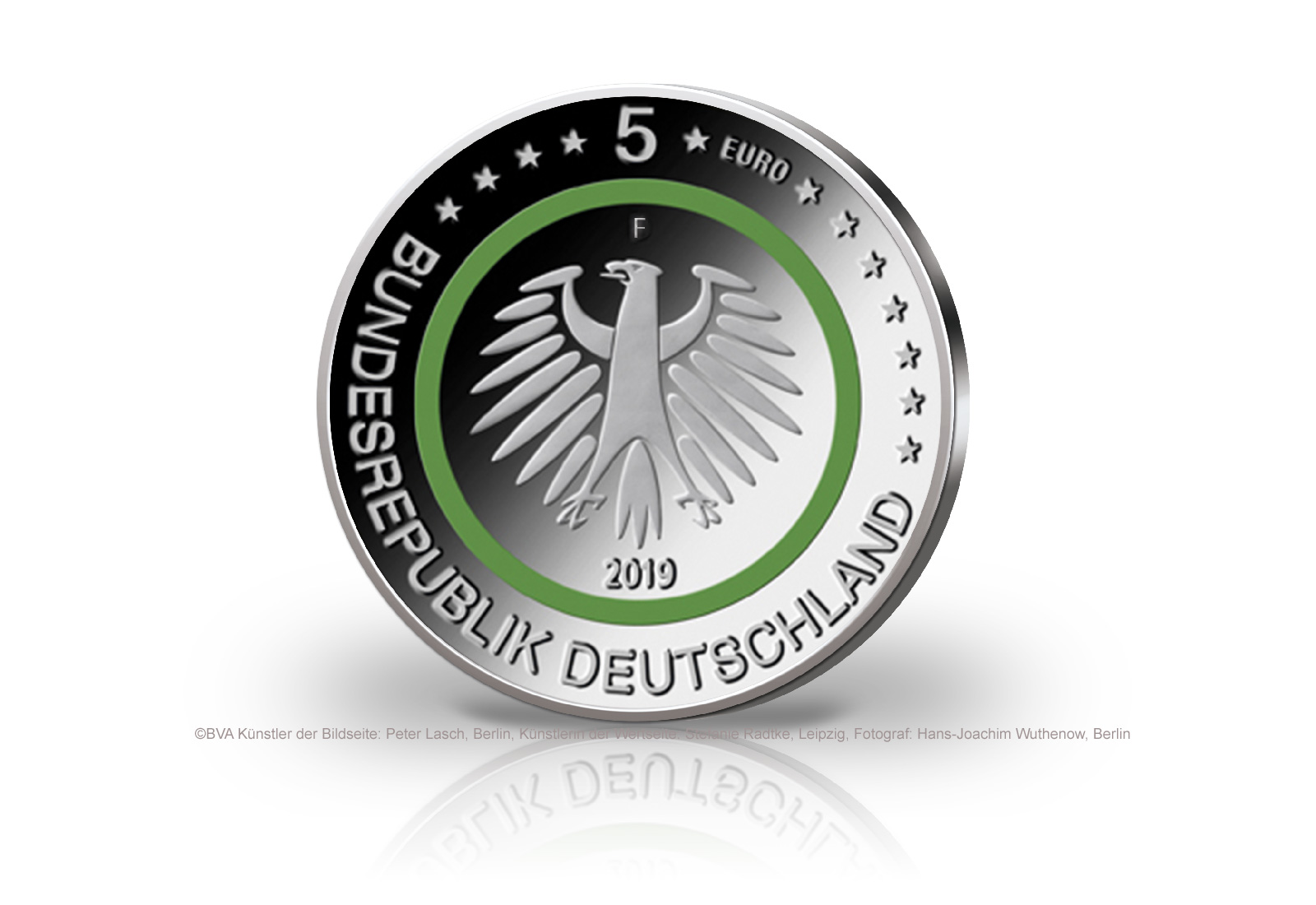 5 Euro 2019 Deutschland Gemässigte Zone mit Polymerring PP Prägestätte F
