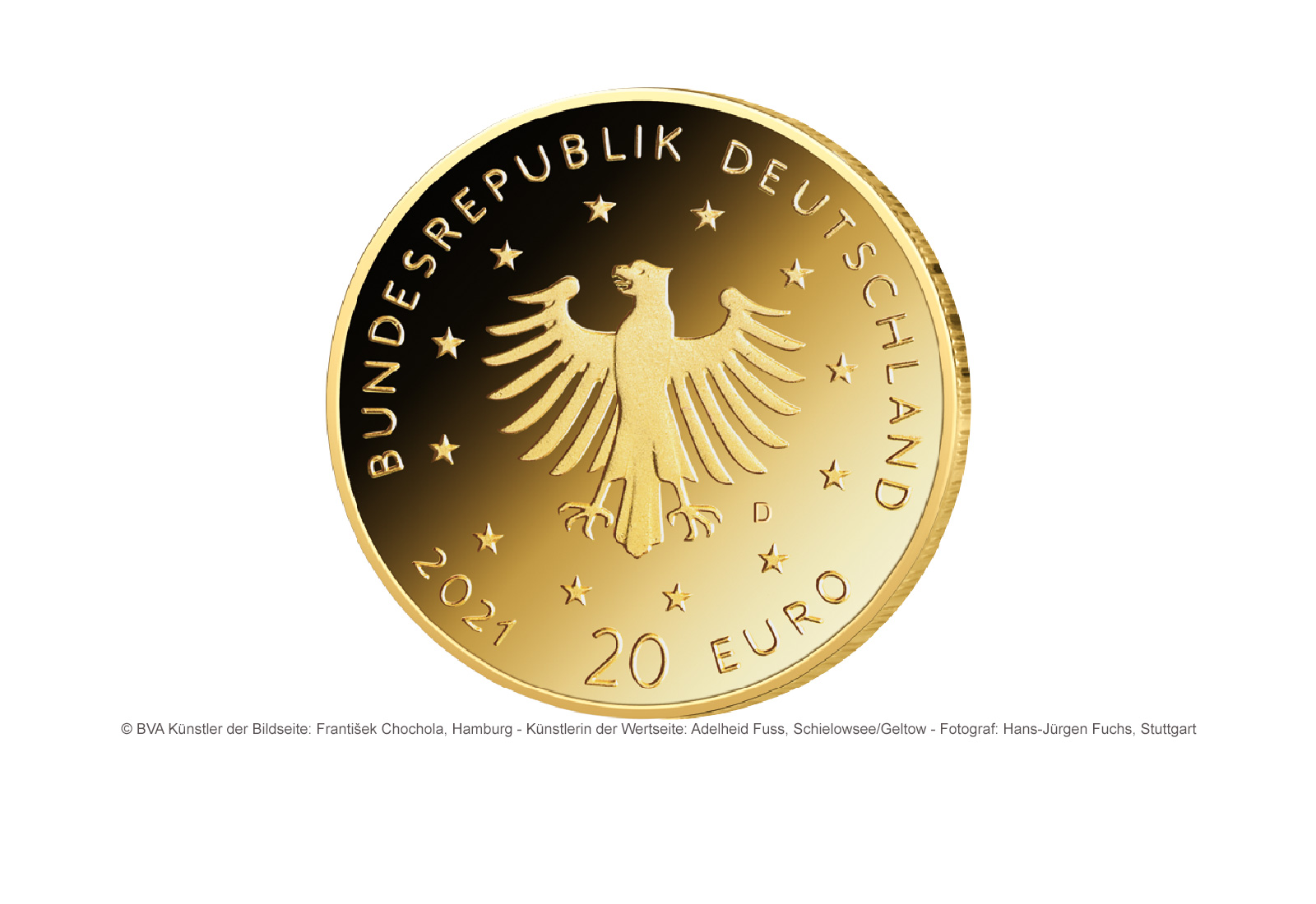 20 Euro 2021 Goldmünze Deutschland Schwarzspecht Prägestätte unserer Wahl