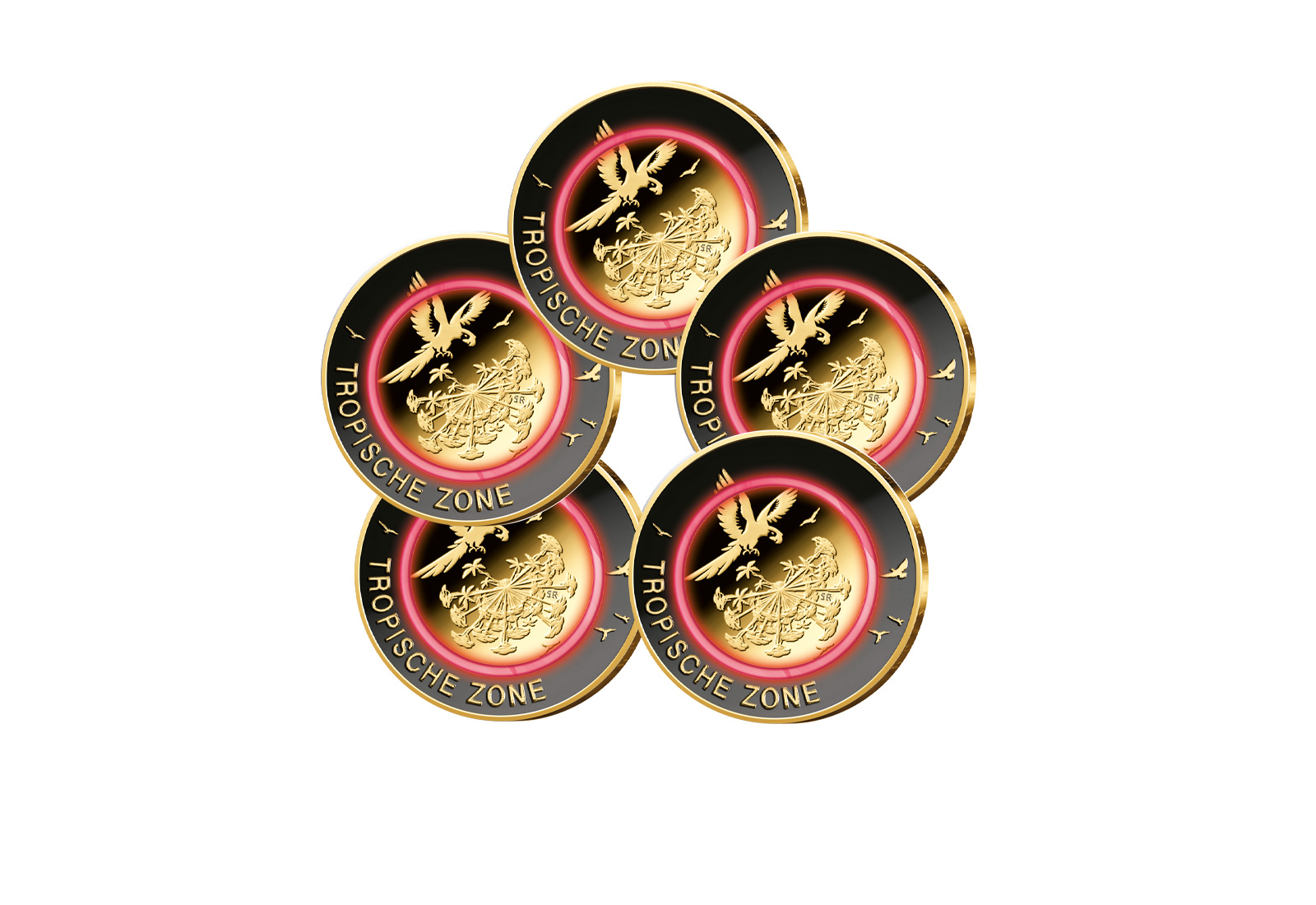 5 Euro 2017 Deutschland Tropische Zone mit Rhodium und 24 Karat Goldauflage A-J