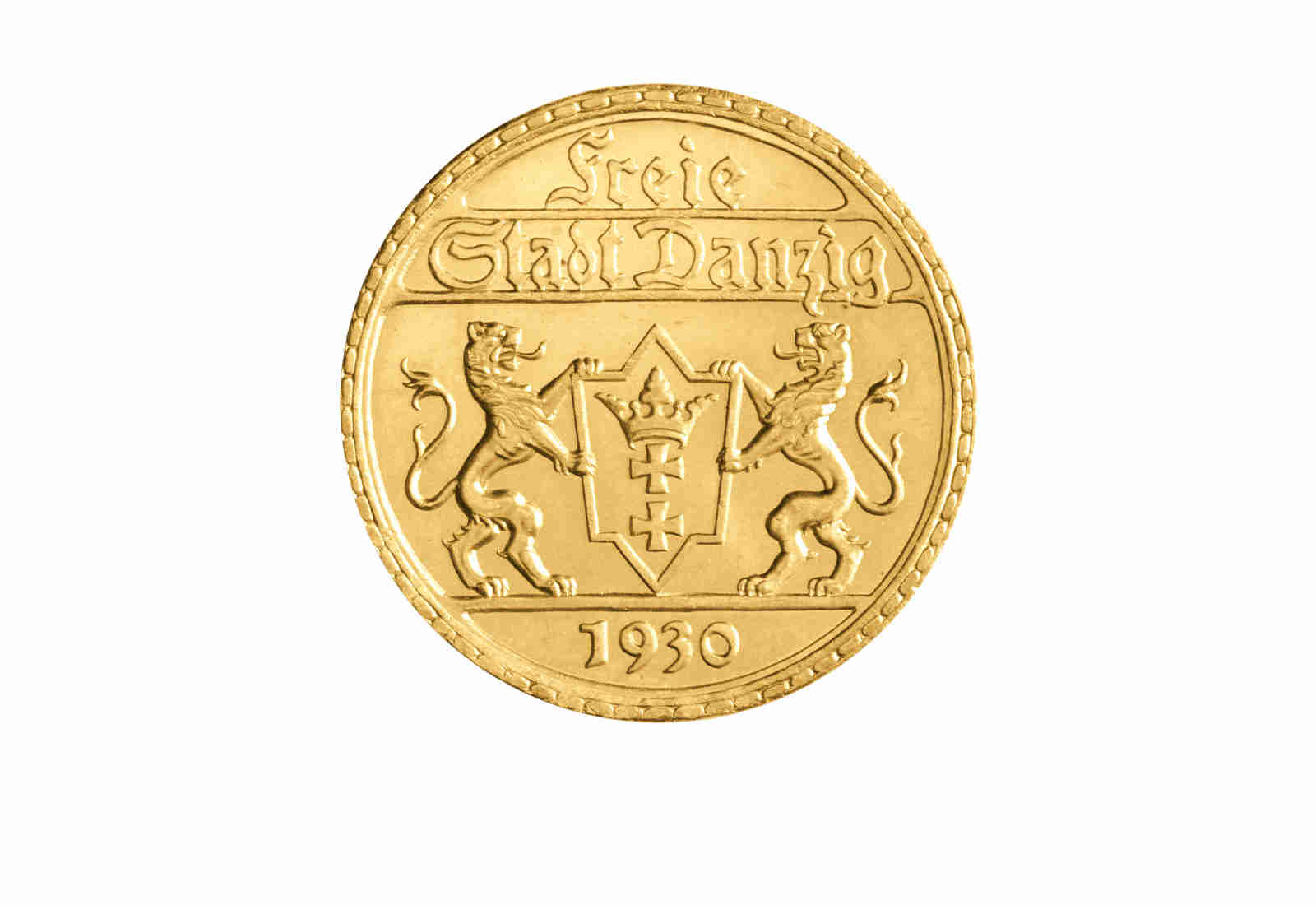 Danzig 25 Gulden Goldmünze 1930 Neptun st