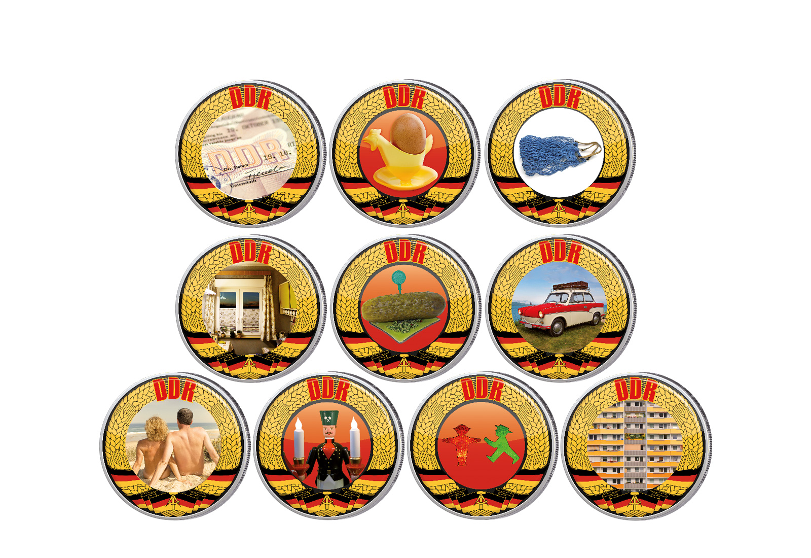 Ostalgie 10er Kollektion mit Farbmotiv im Etui inkl. Zertifikat