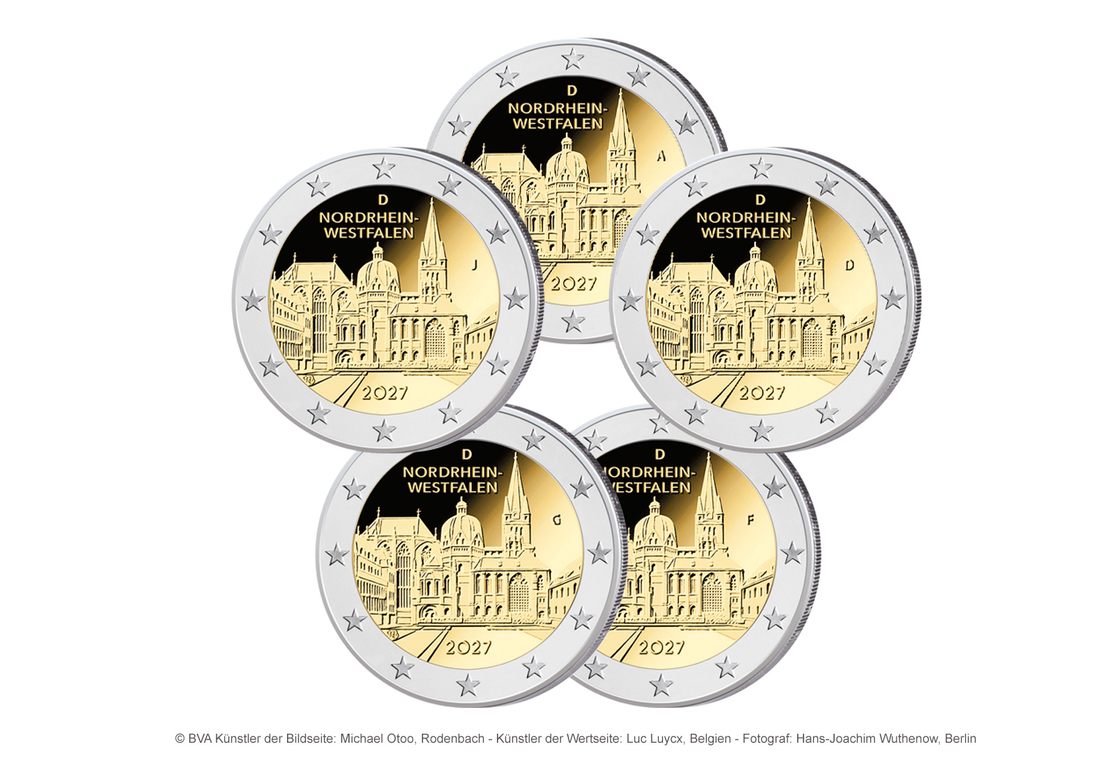2 Euro 2027 Deutschland NRW Aachener Dom Prägestätte A-J - Tauschpreis