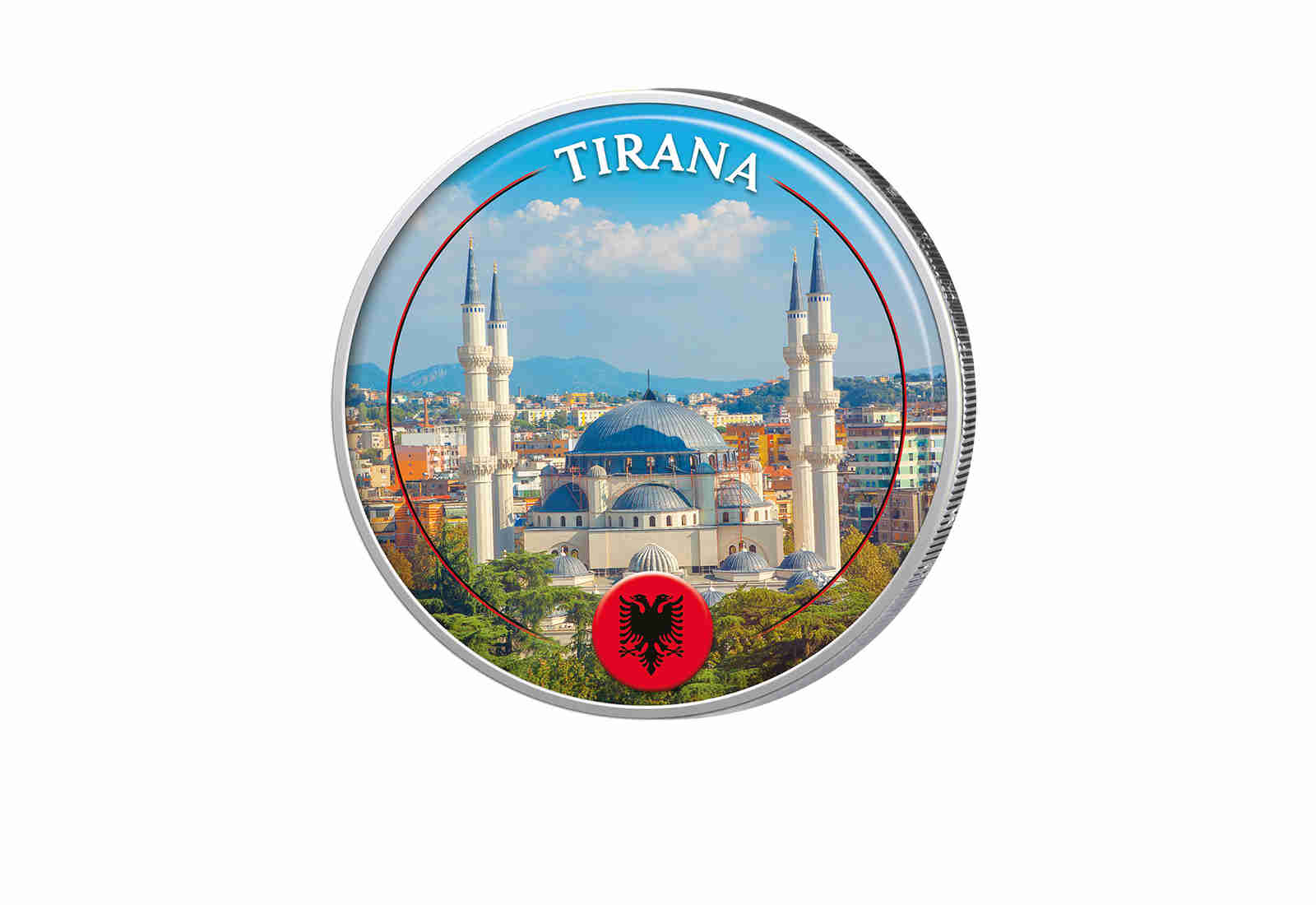 2 Euro mit Farbapplikation Tirana - Albanien