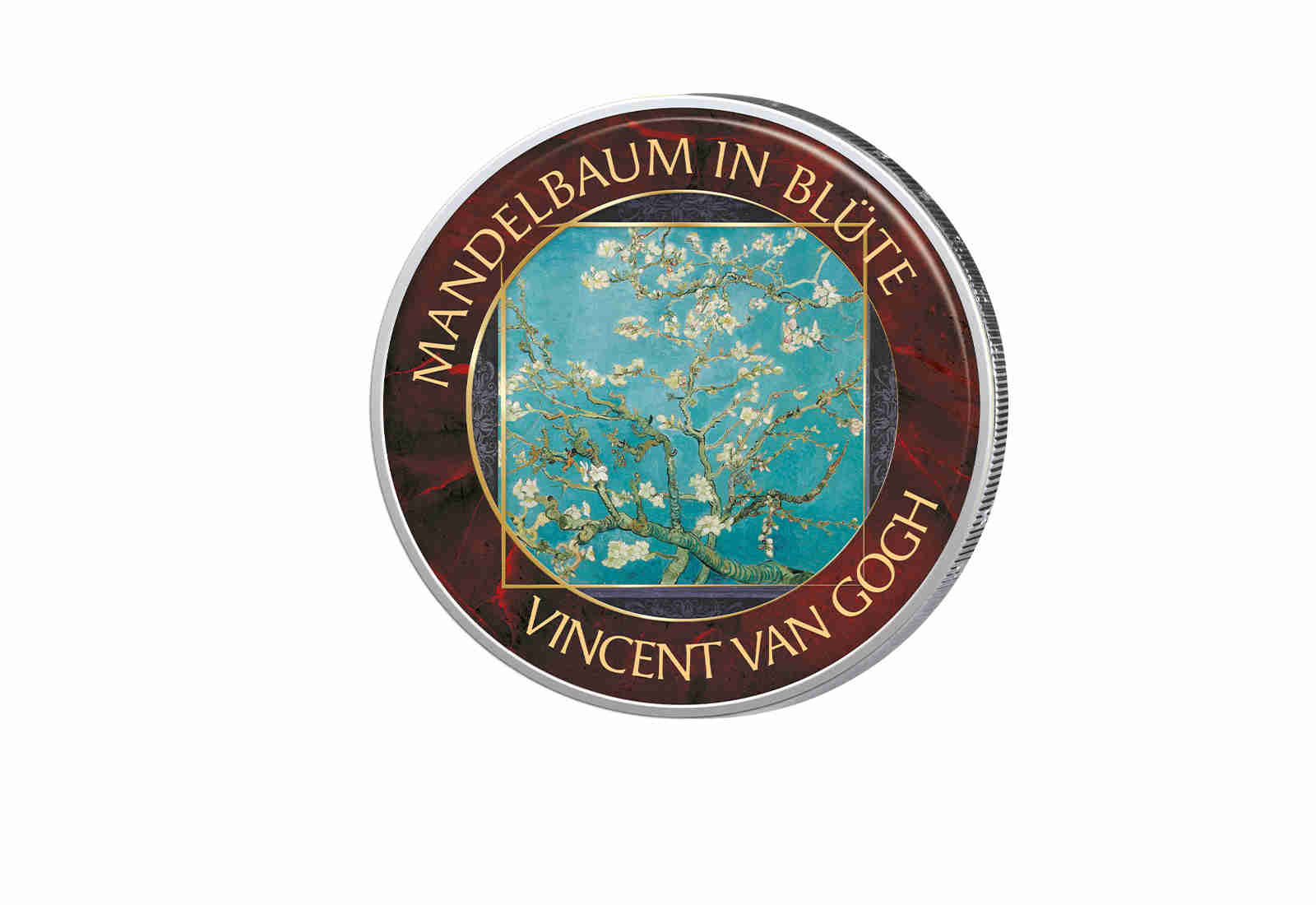 2 Euro mit Farbapplikation Mandelbaum in Blüte Van Gogh
