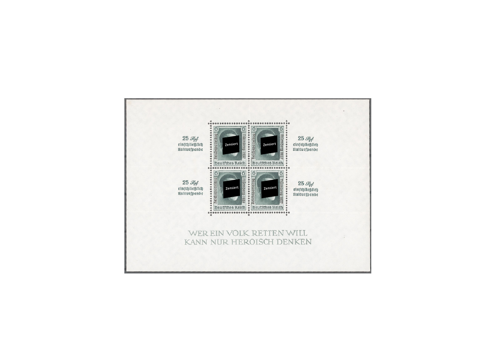 Deutsches Reich Block 11 Reichsparteitag 1937 mit Falz