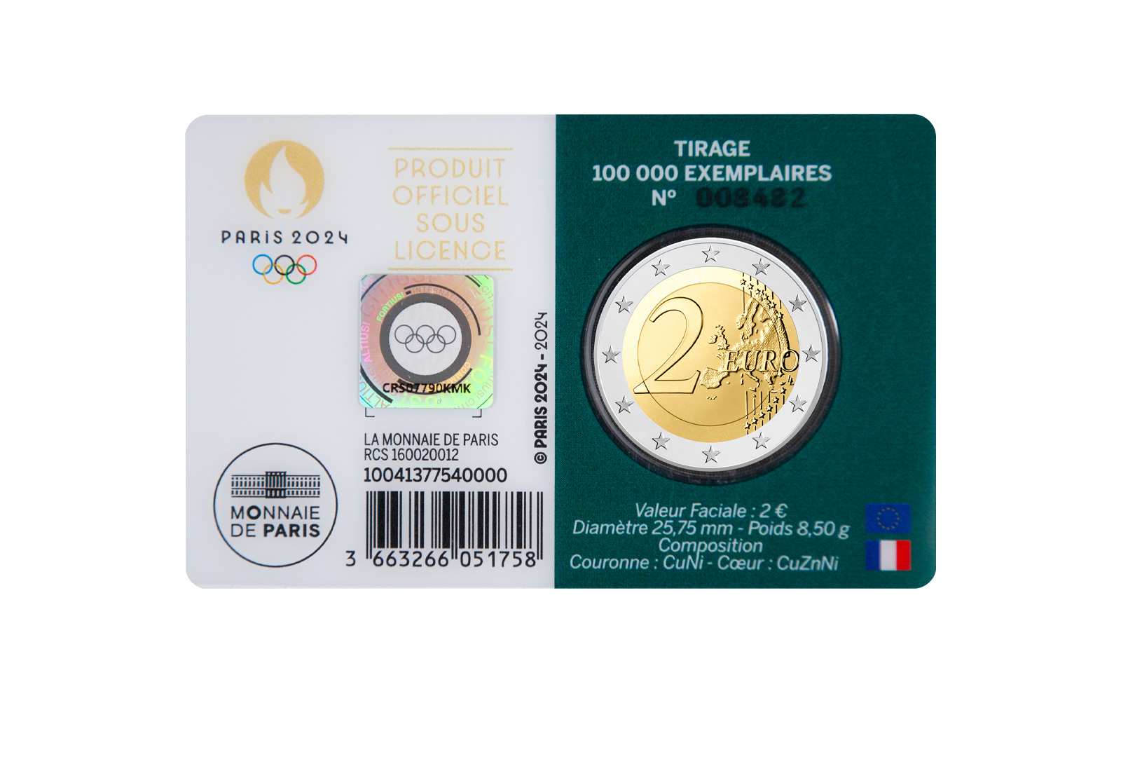 2 Euro 2024 Frankreich  Herkules beim Ringkampf bfr.Coincard Grün