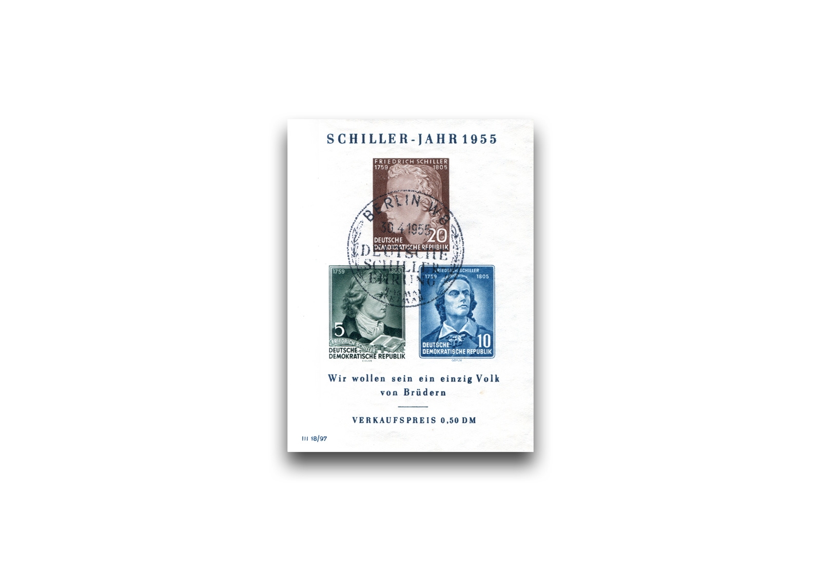 DDR Block 12 gestempelt Schiller-Jahr 1955