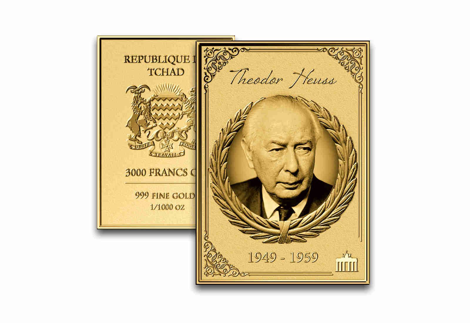 Goldmünzbarren Bundespräsident Theodor Heuss 999/1000 Gold