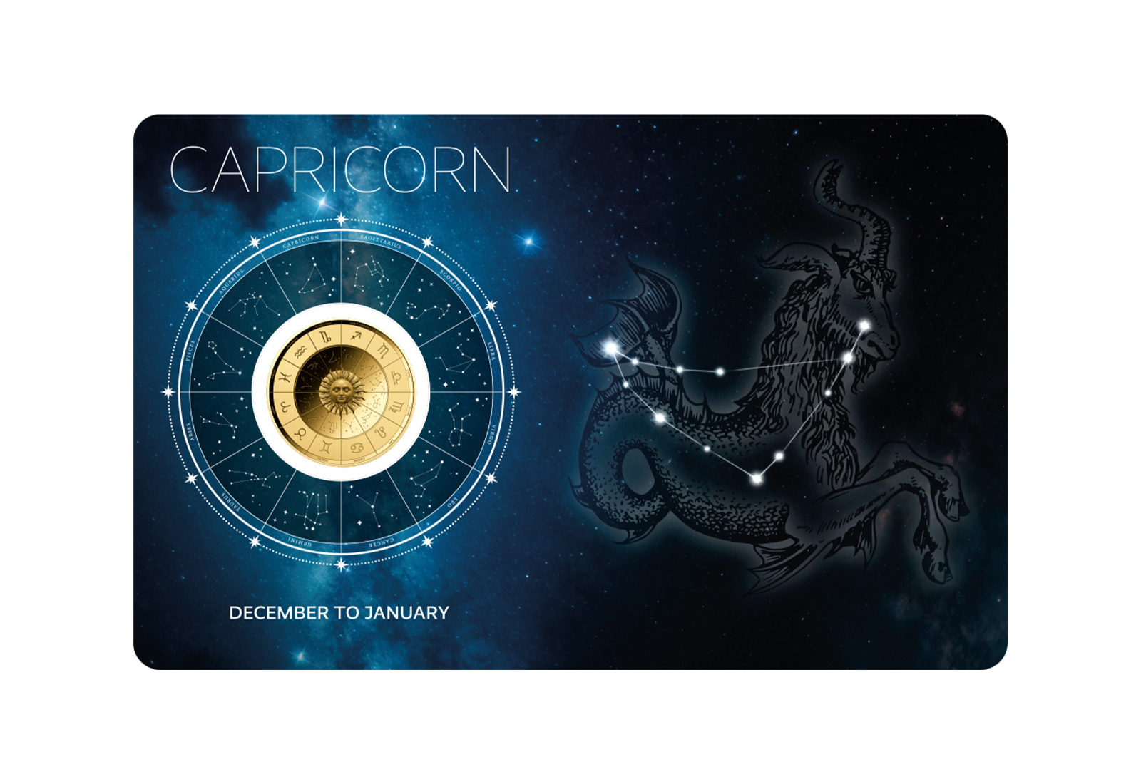 Goldmünze Sternzeichen Steinbock Coincard Feinheit 999/1000 Gold Geschenk