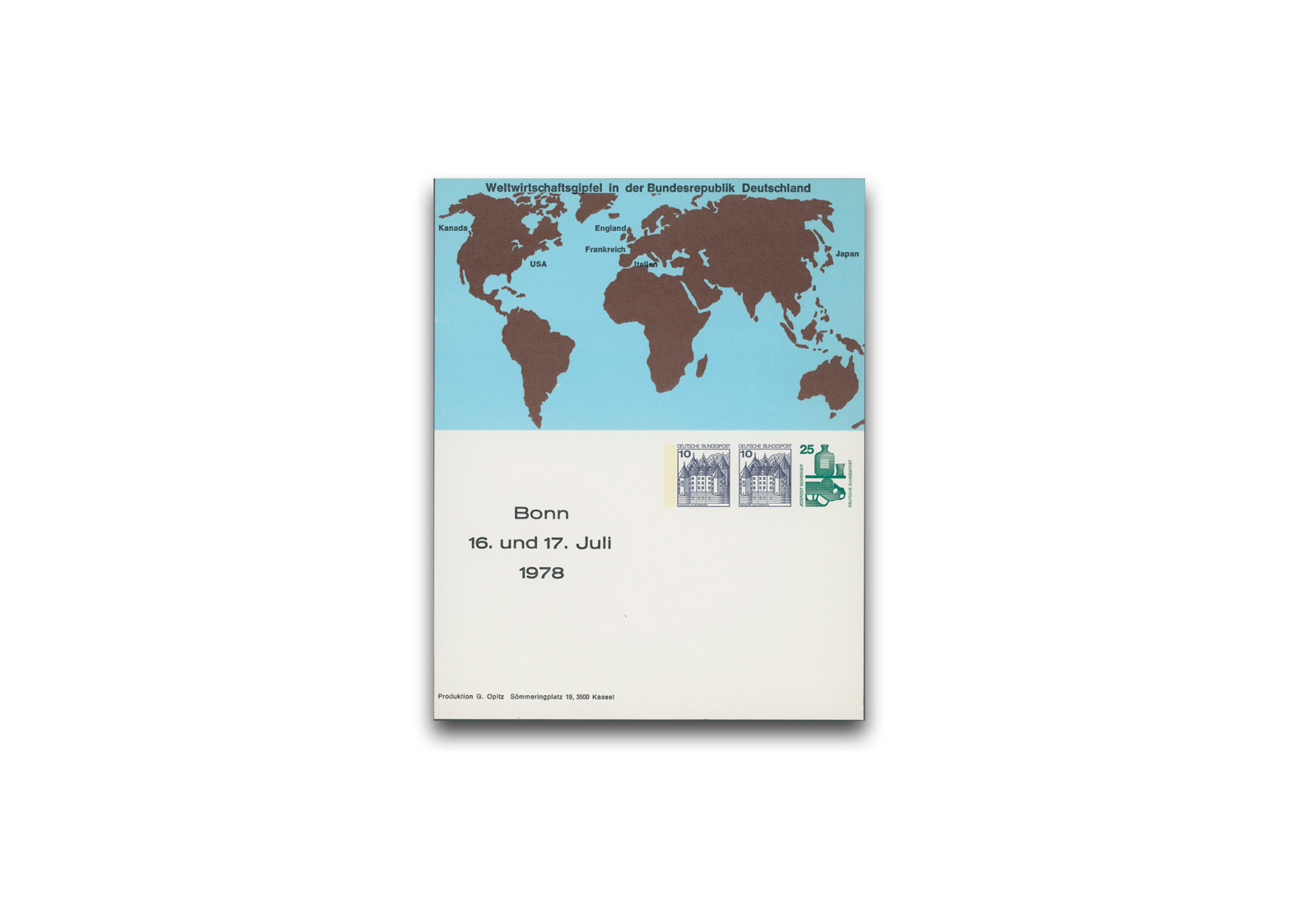 Privatpostkarte BRD Weltwirtschaftsgipfel 1978 Michel-Nr. PP 82 postfrisch