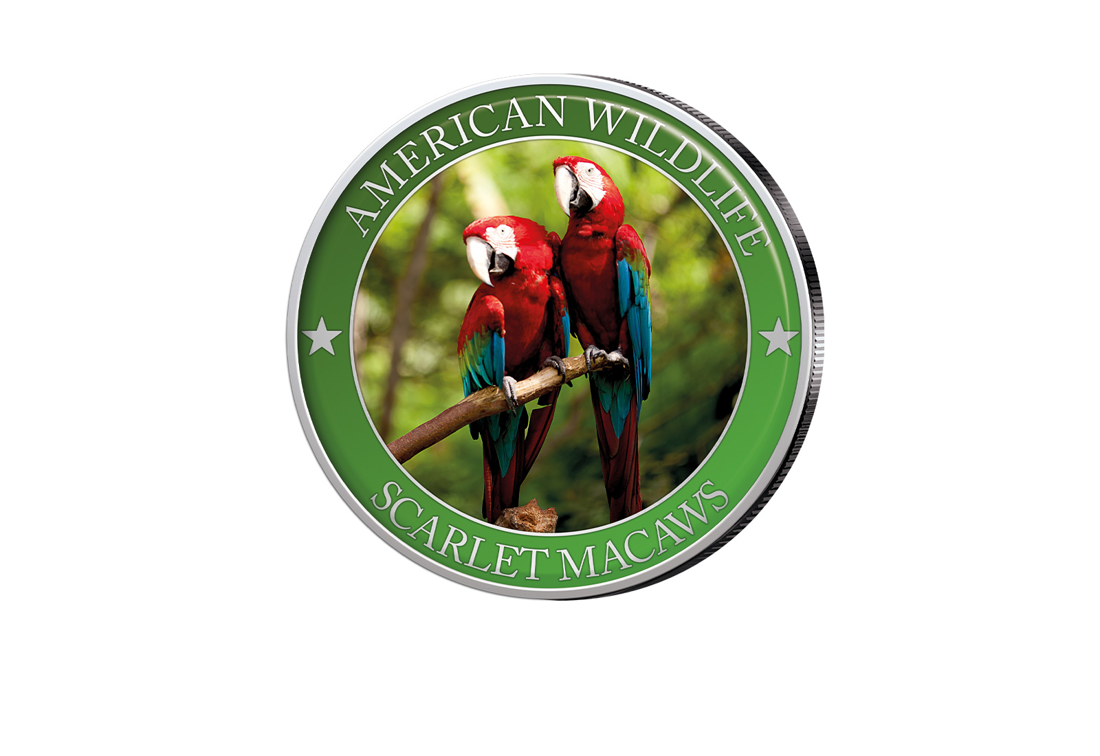 1/2 Dollar USA Scarlet Macaw Serie American Wildlife mit Farbapplikation