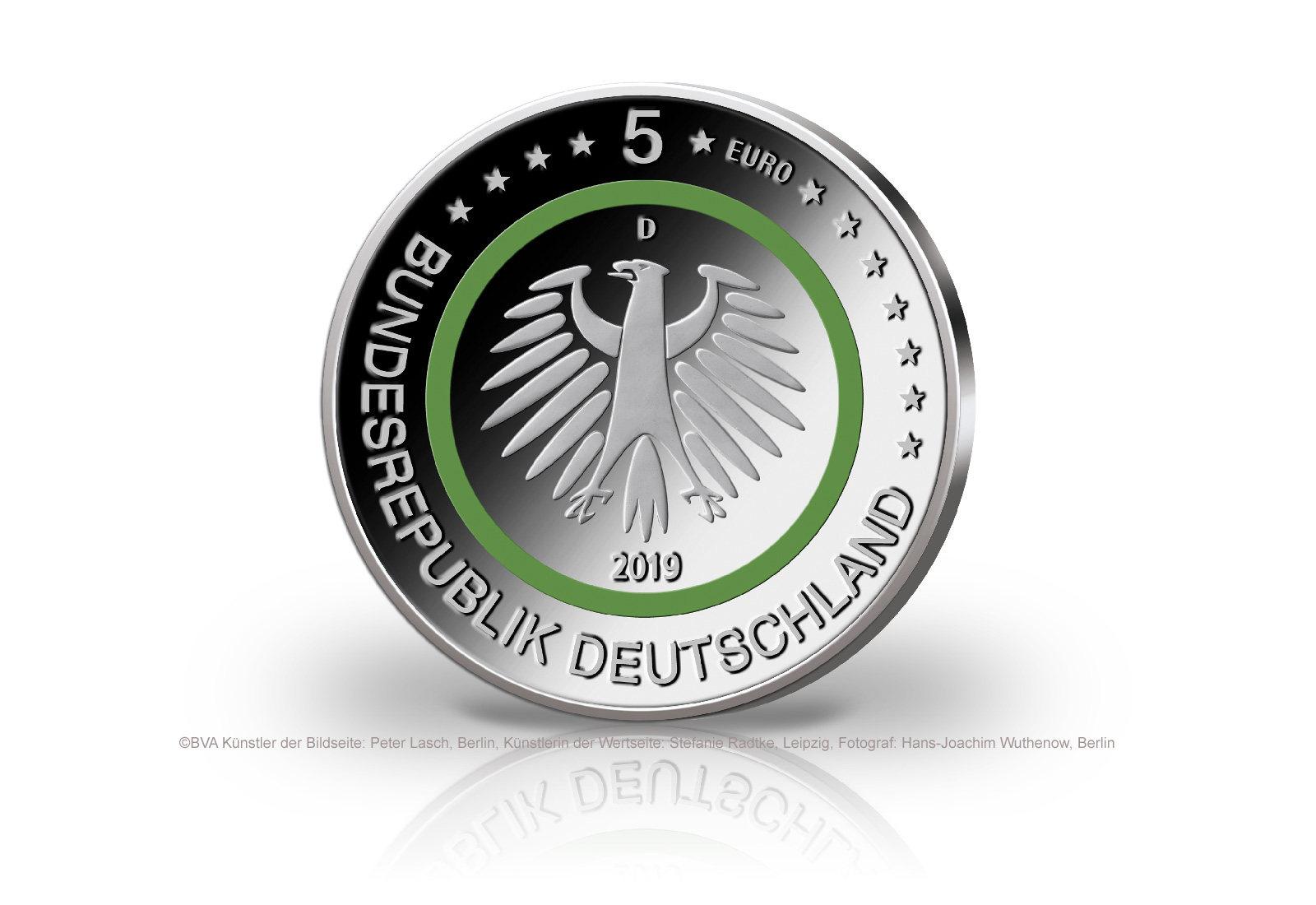 5 Euro 2019 Deutschland Gemässigte Zone mit Polymerring st Prägestätte D