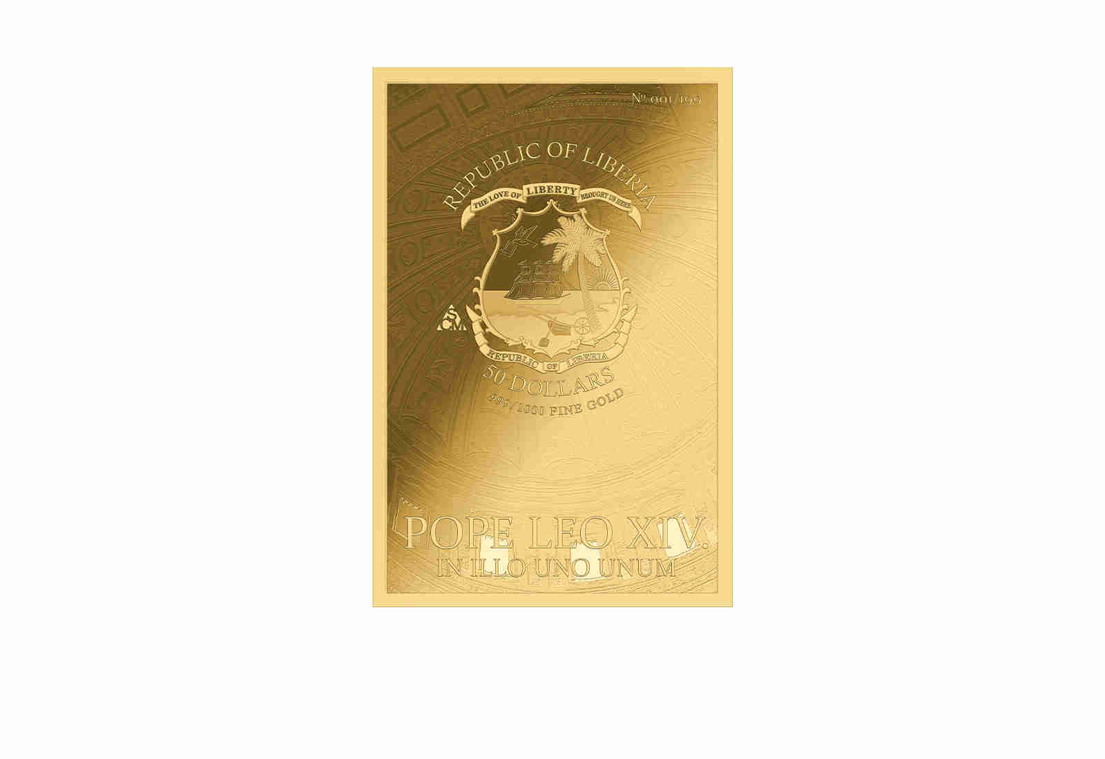 Goldbarren 1/10 oz 999/1000 Gold Papst Leo XIV in Holzrahmen