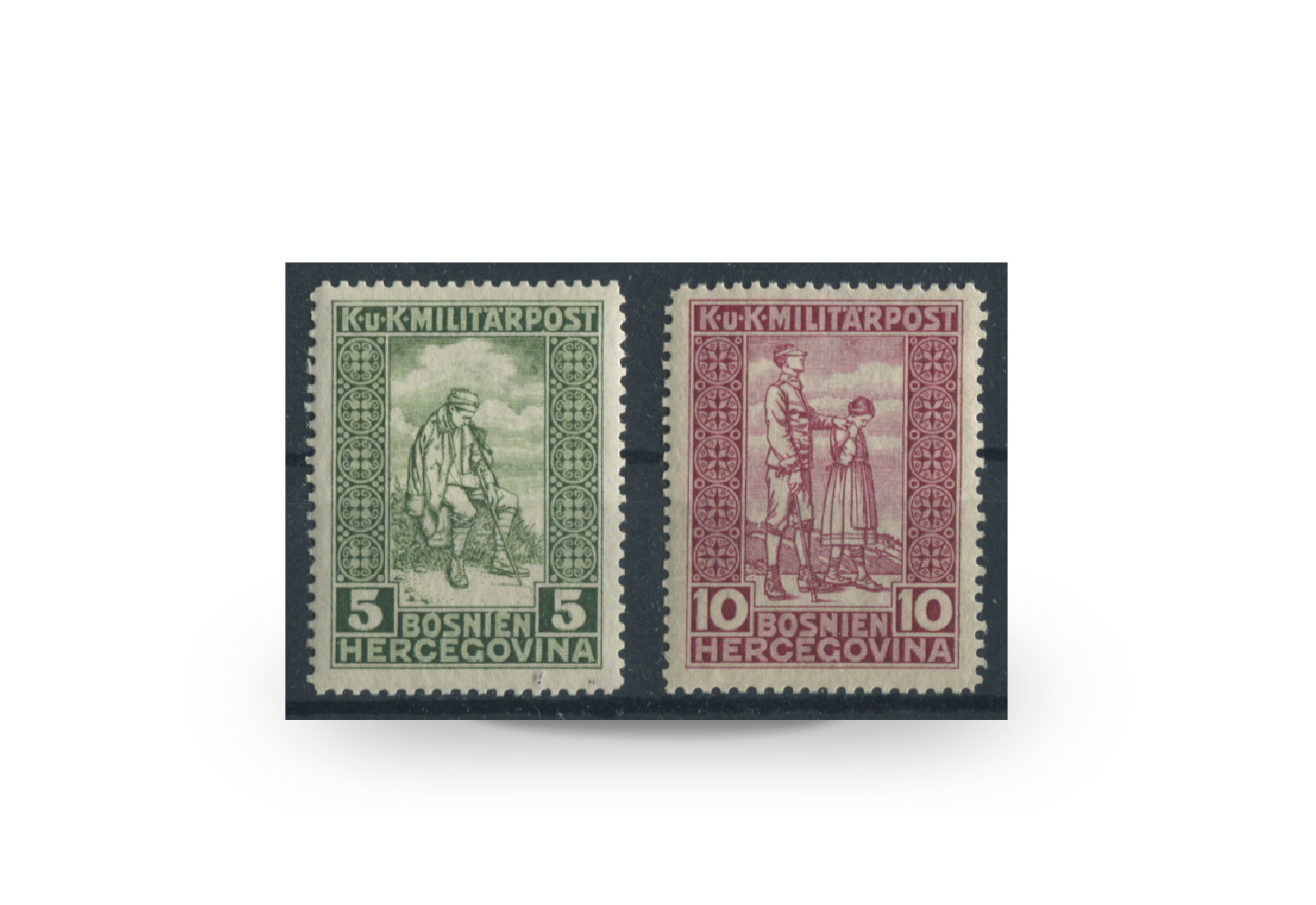 Briefmarke Österreich/Bosnien Herzegowina 1916 Michel-Nr. 97-98 Falz