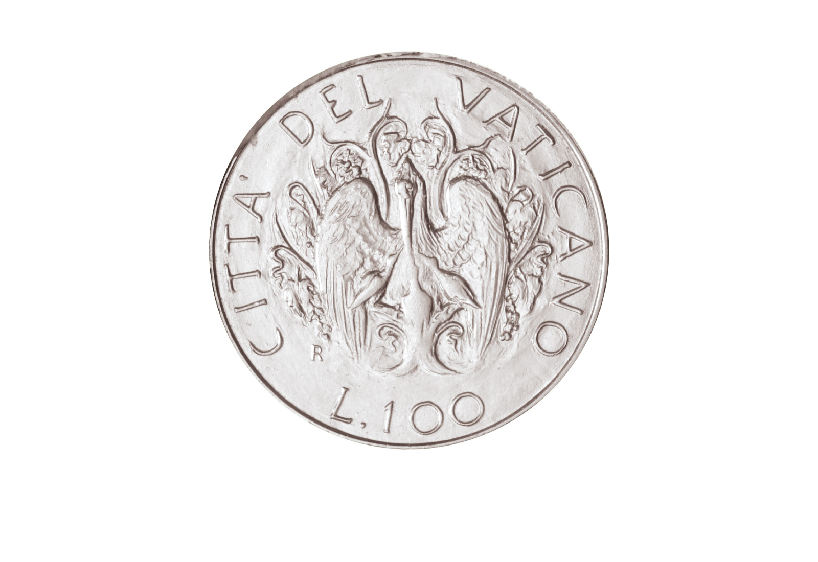 100 Lire 1989 Vatikan Papst Paul II. Pelikan und Küken