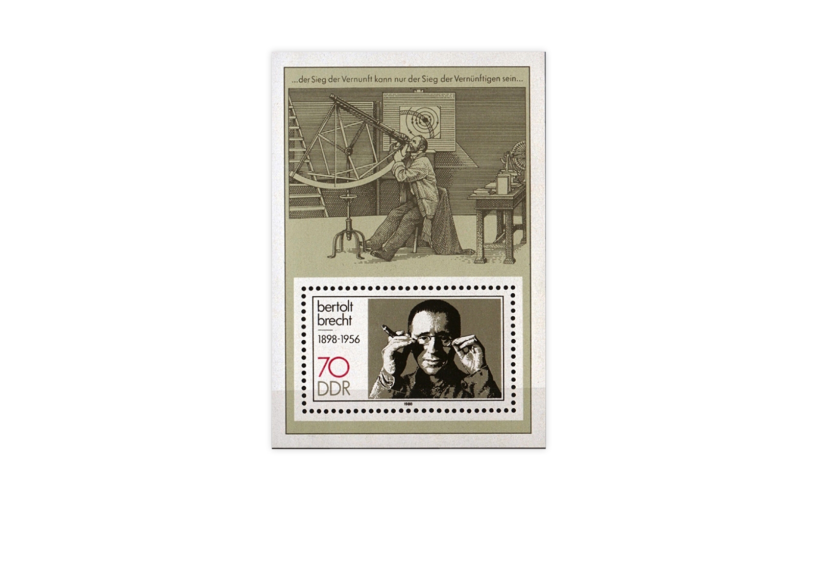DDR Block 91 90 Geburtstag Berthold Brecht 1988 gestempelt