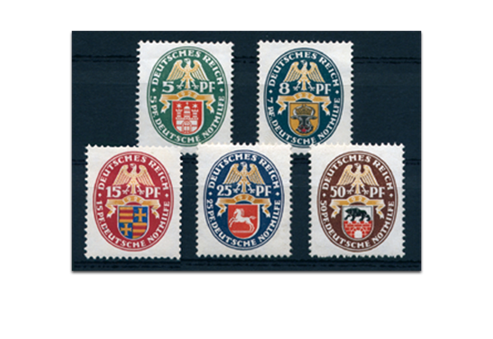 Briefmarken Deutsches Reich 1928 Michel Nr. 425/29 Falz