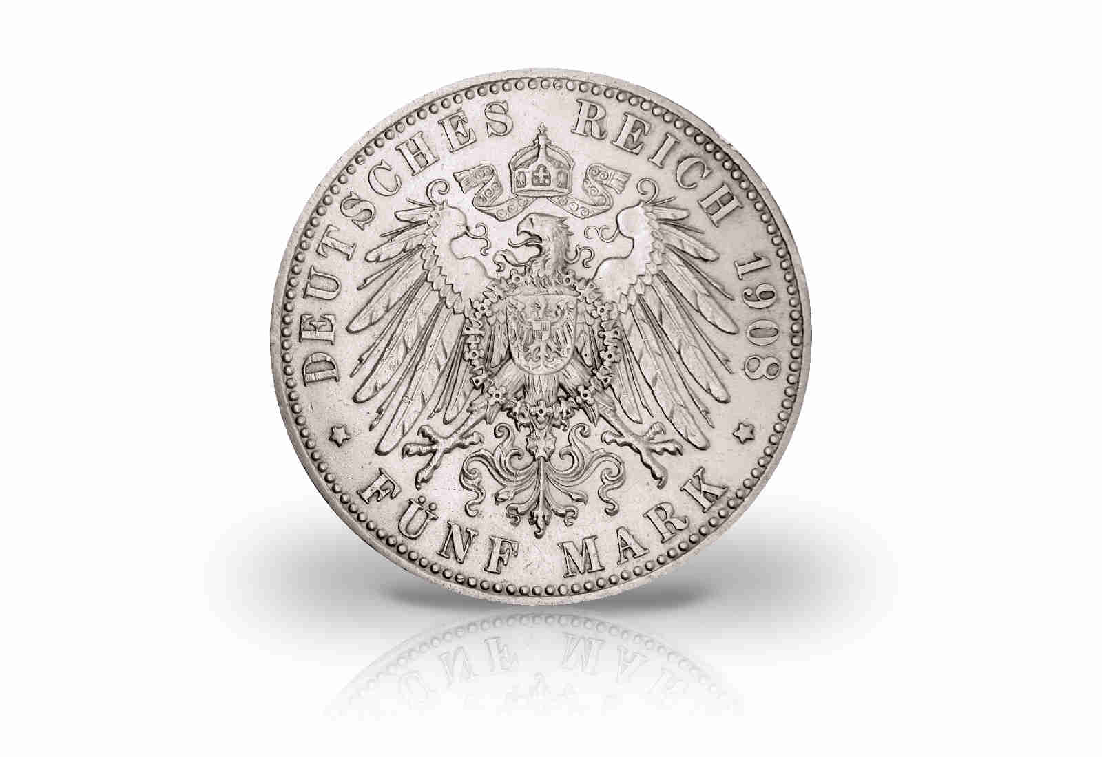 5 Mark 1908 Deutsches Kaiserreich 350 Jahrfeier Universität Jena Jaeger-Nr. 161