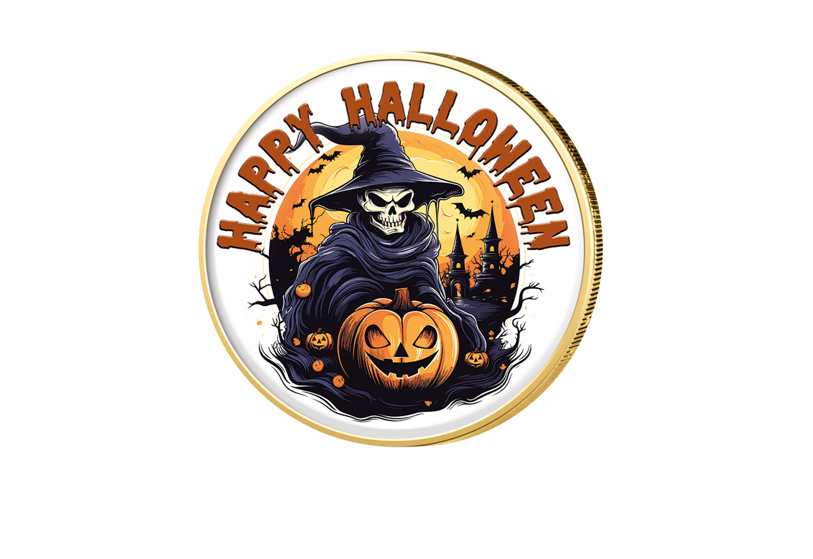 2 Euro vergoldet Halloween mit Farbmotiv