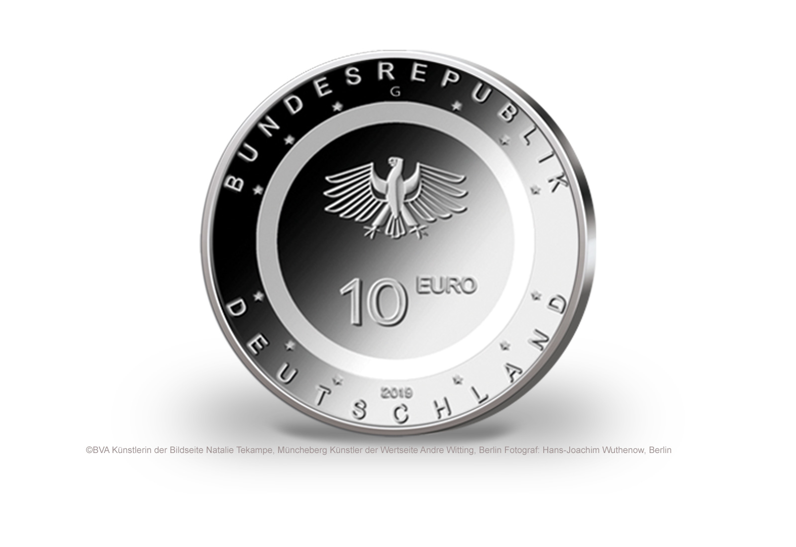 10 Euro 2019 Deutschland In der Luft mit Polymerring st Prägestätte A-J mit Kassette
