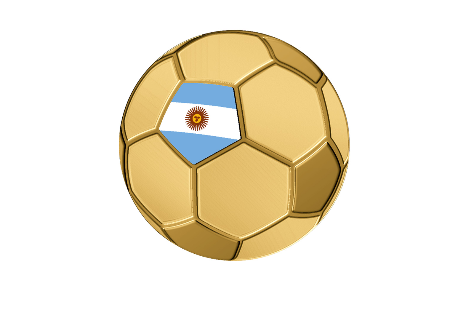 Goldmünze Motiv "Fußball Argentinien" 999/1000 Gold im Geschenketui