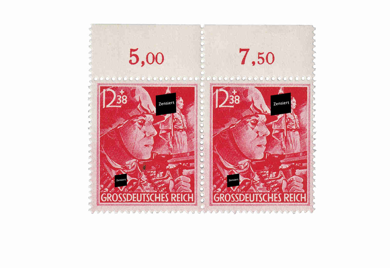 Deutsches Reich MiNr. 910 I + II ** - Soldatenmotiv im waagerechten Oberrand-Paar