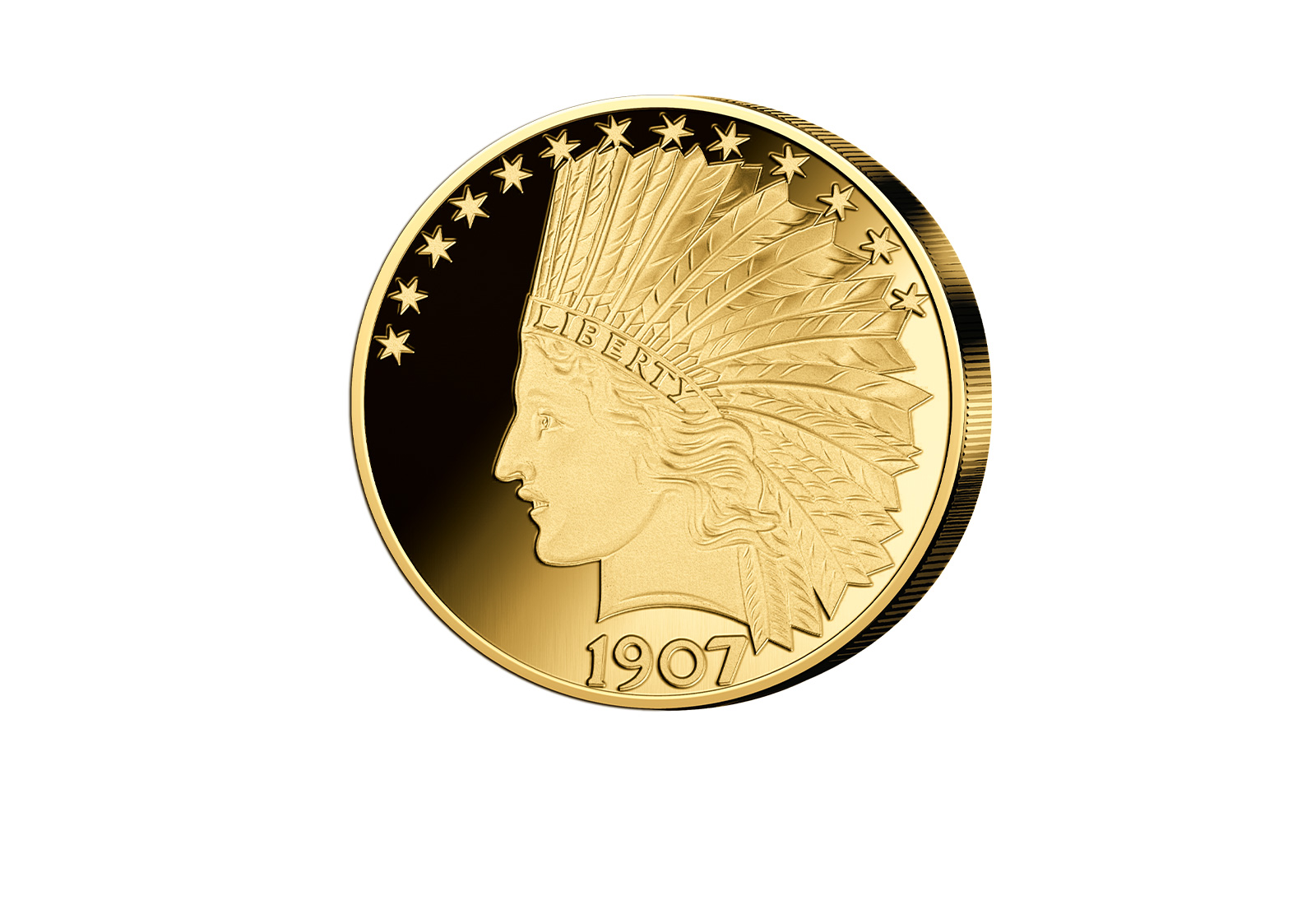Gigantenprägung Indian Head Eagle mit 24 Karat Goldauflage