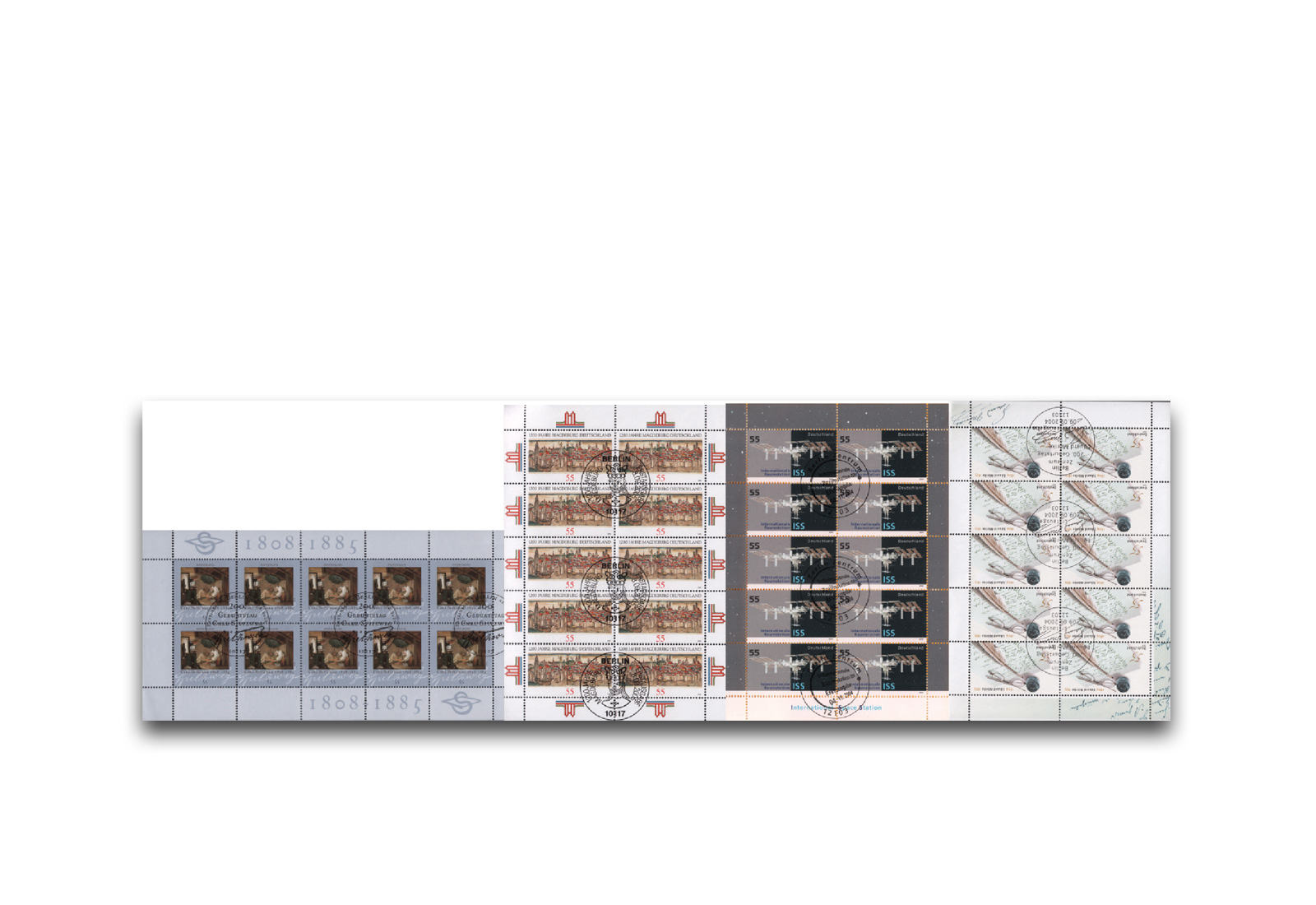 BRD Kleinbogen 4 verschiedene Komplett-Bogen gestempelt