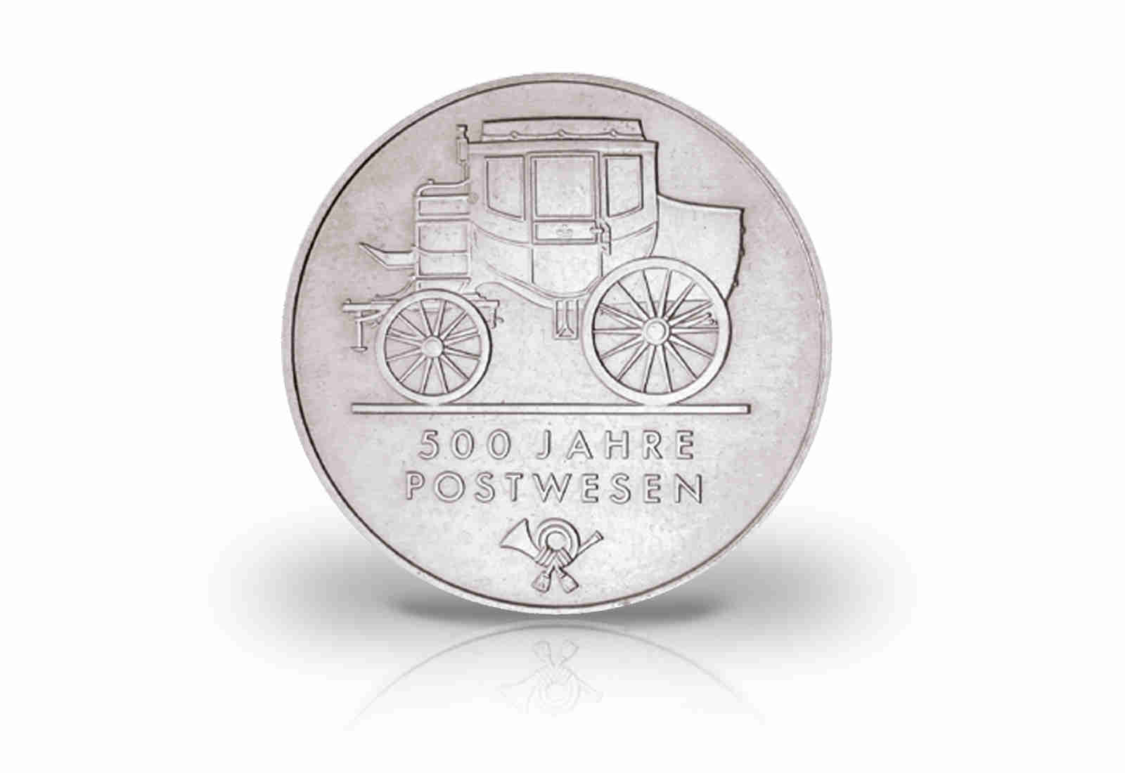 5 Mark Gedenkmünze 1990 DDR 500 Jahre Postwesen Jaeger-Nr. 1631