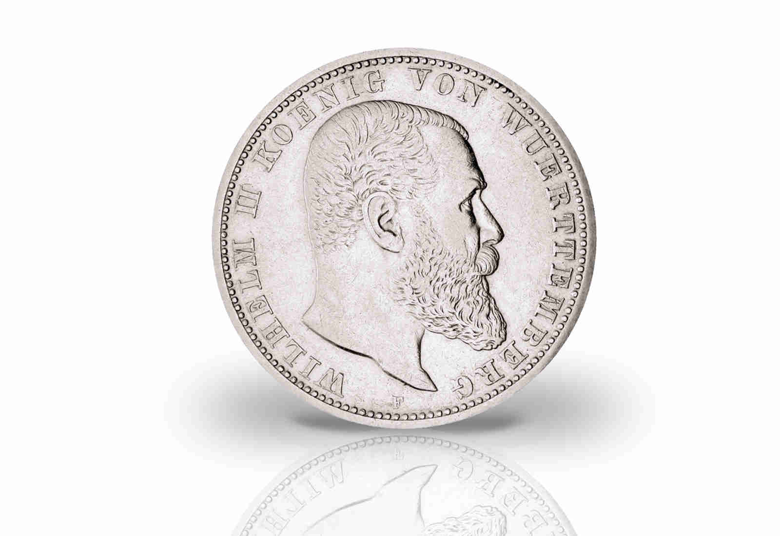 5 Mark 1892-1913 Deutsches Kaiserreich Württemberg König Wilhelm II. Jaeger-Nr. 176