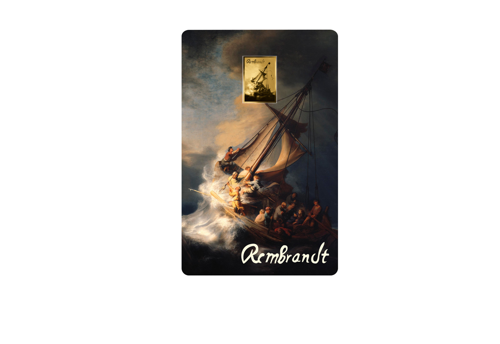 Goldcard Motiv Christus im Sturm auf dem See Genezareth - Rembrandt van Rijn 999/1000 Gold
 