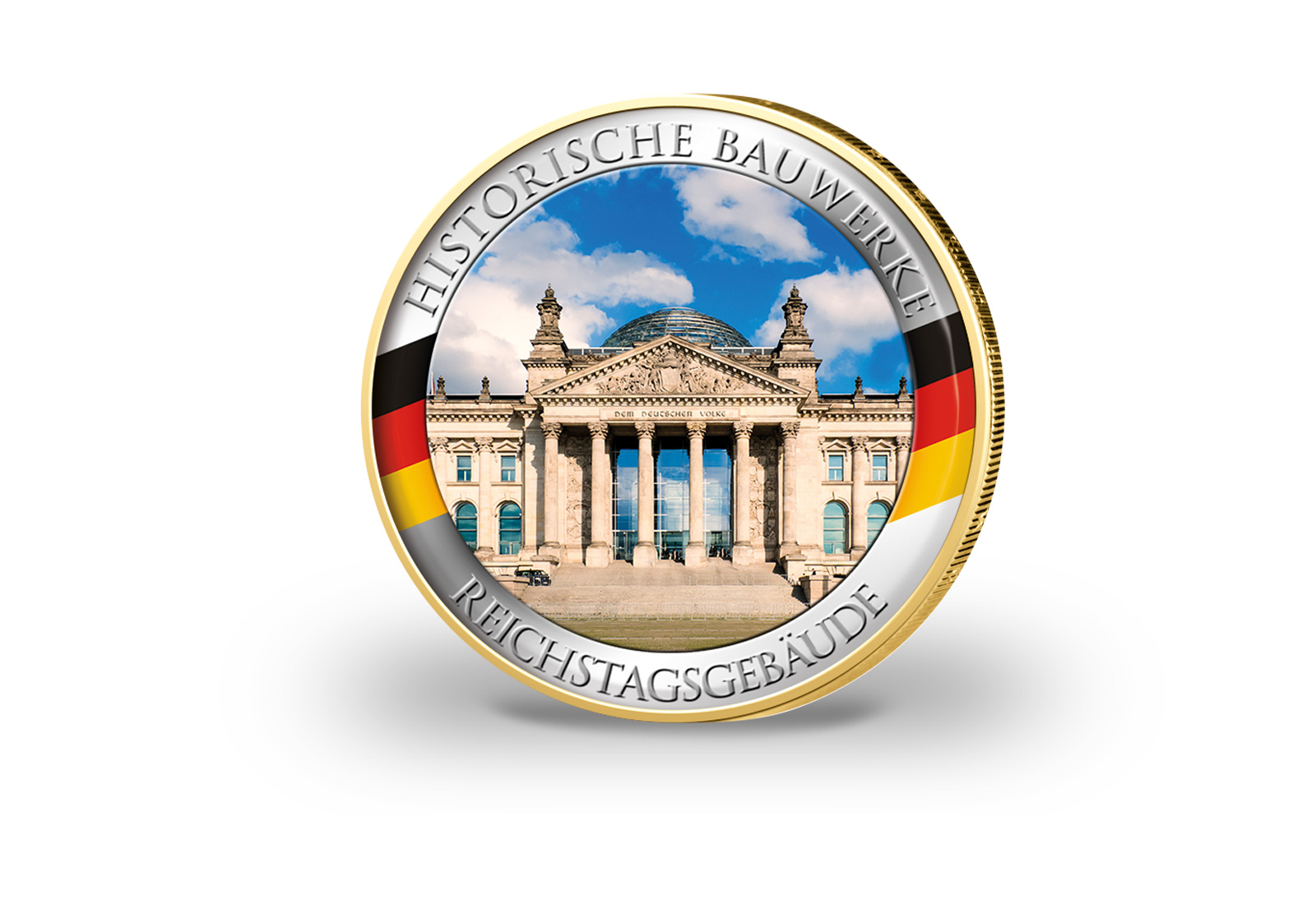2 Euro vergoldet Reichstags Berlin mit Farbmotiv