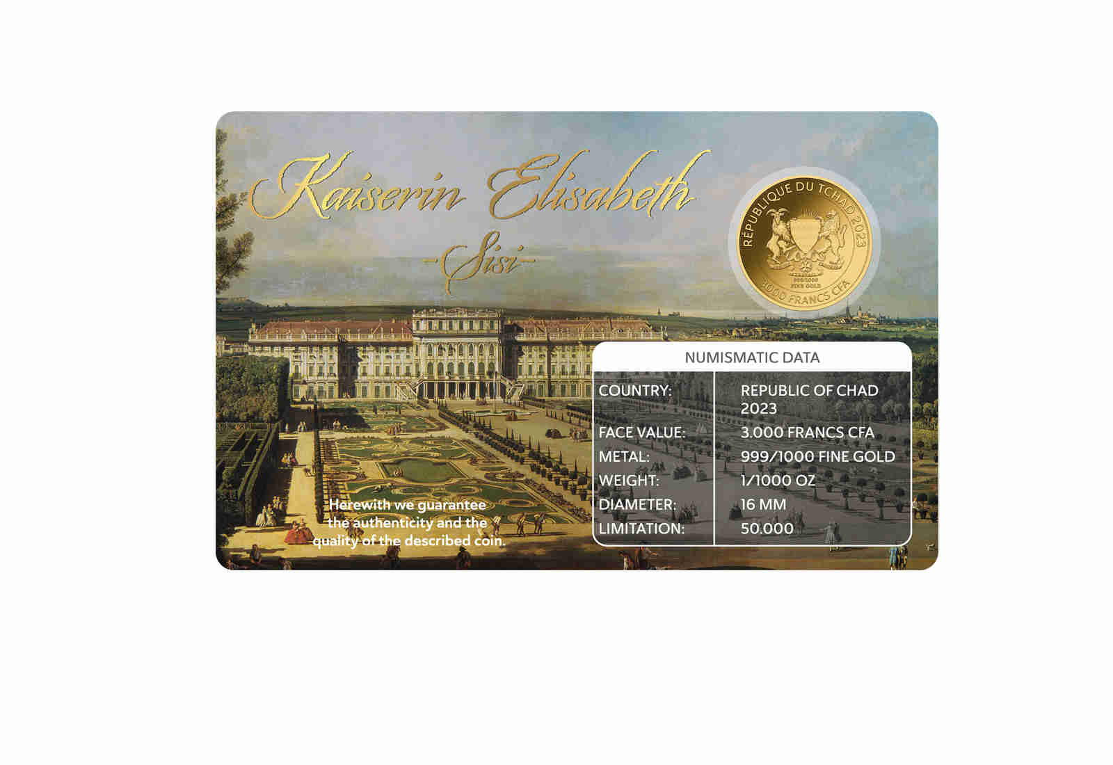 Goldmünze Motiv "Kaiserin Elisabeth - Sisi" Coincard 999/1000 Gold Geschenk