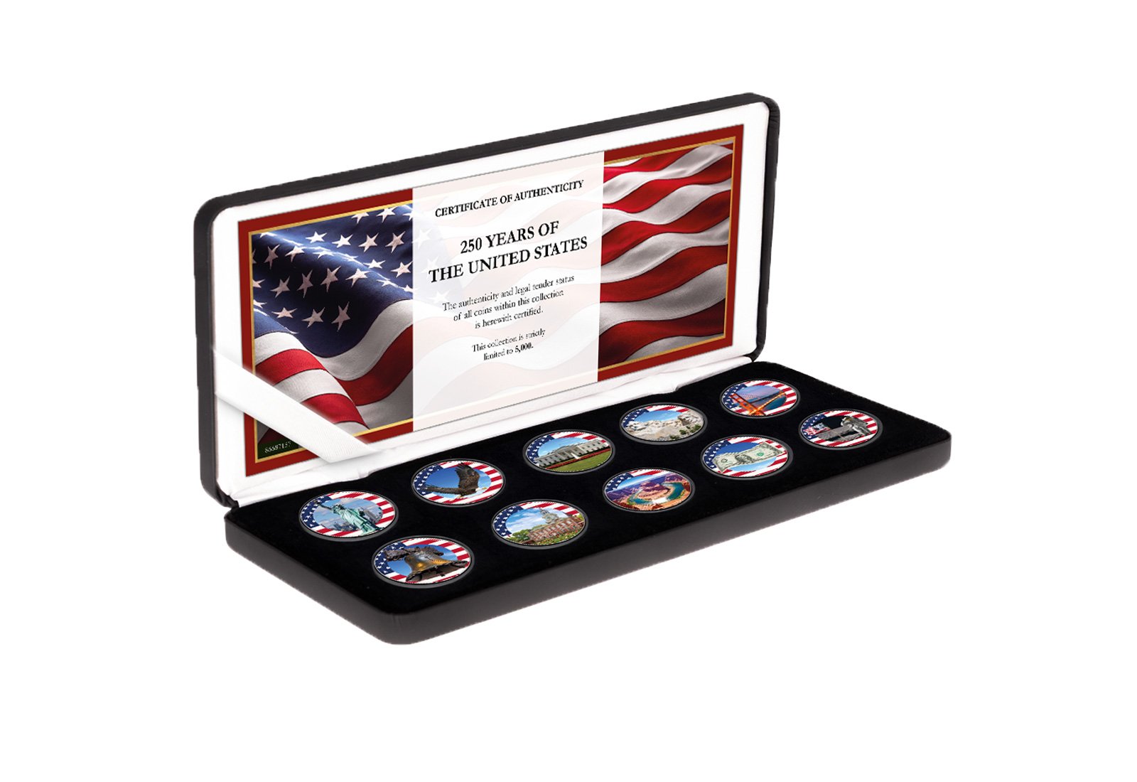 10er Kollektion 250 Jahre USA mit Farbapplikation