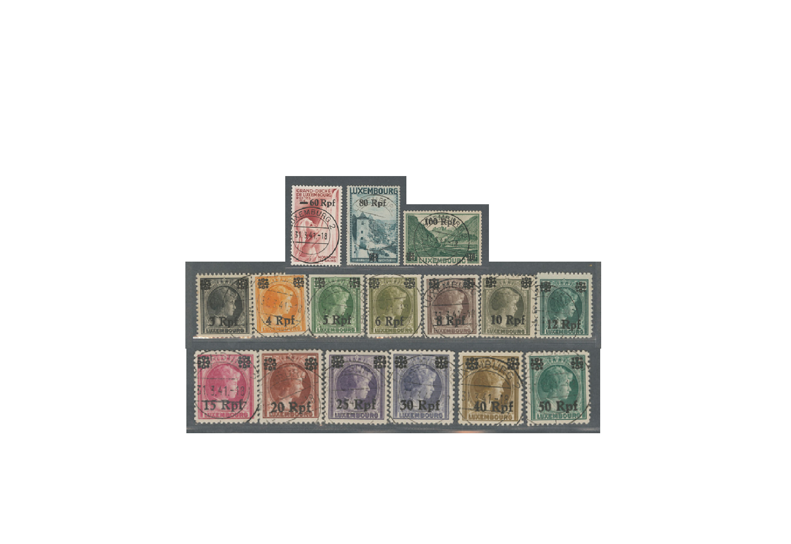 Deutsche Besetzung Luxemburg 1940 Michel Nr. 17 bis 32 gestempelt