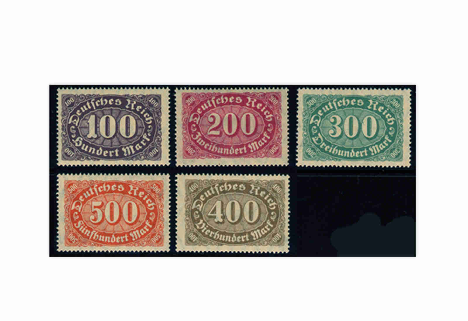 Briefmarken Deutsches Reich 1922 Michel-Nr. 219/23 postfrisch