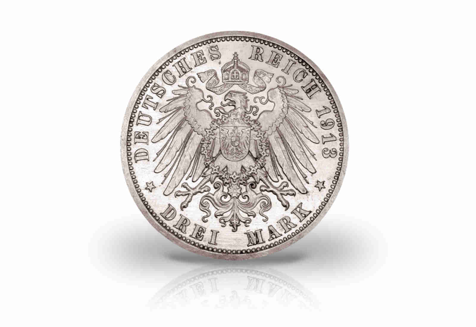3 Mark 1908-1913 Deutsches Kaiserreich Sachsen-Meiningen Herzog Georg II. Jaeger-Nr. 152
