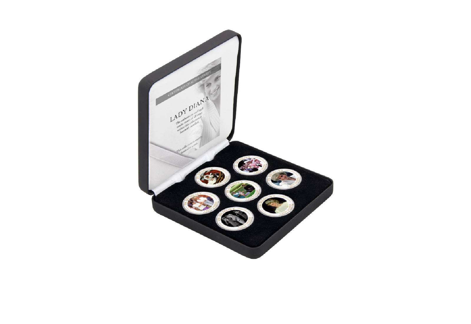 Lady Diana 7er Kollektion mit Farbapplikation im Etui inkl. Zertifikat