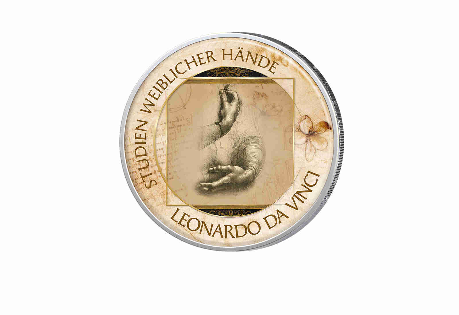 2 Euro mit Farbapplikation Studien weiblicher Hände Serie Kunst I