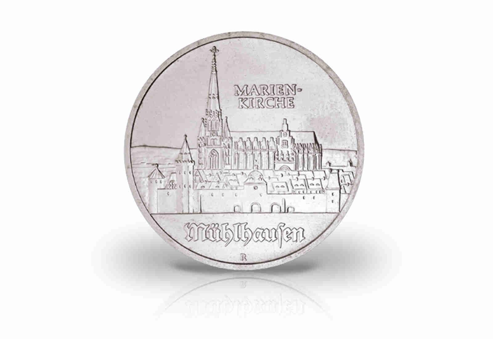 5 Mark Gedenkmünze 1989 DDR Marienkirche in Mühlhausen Jaeger-Nr. 1627