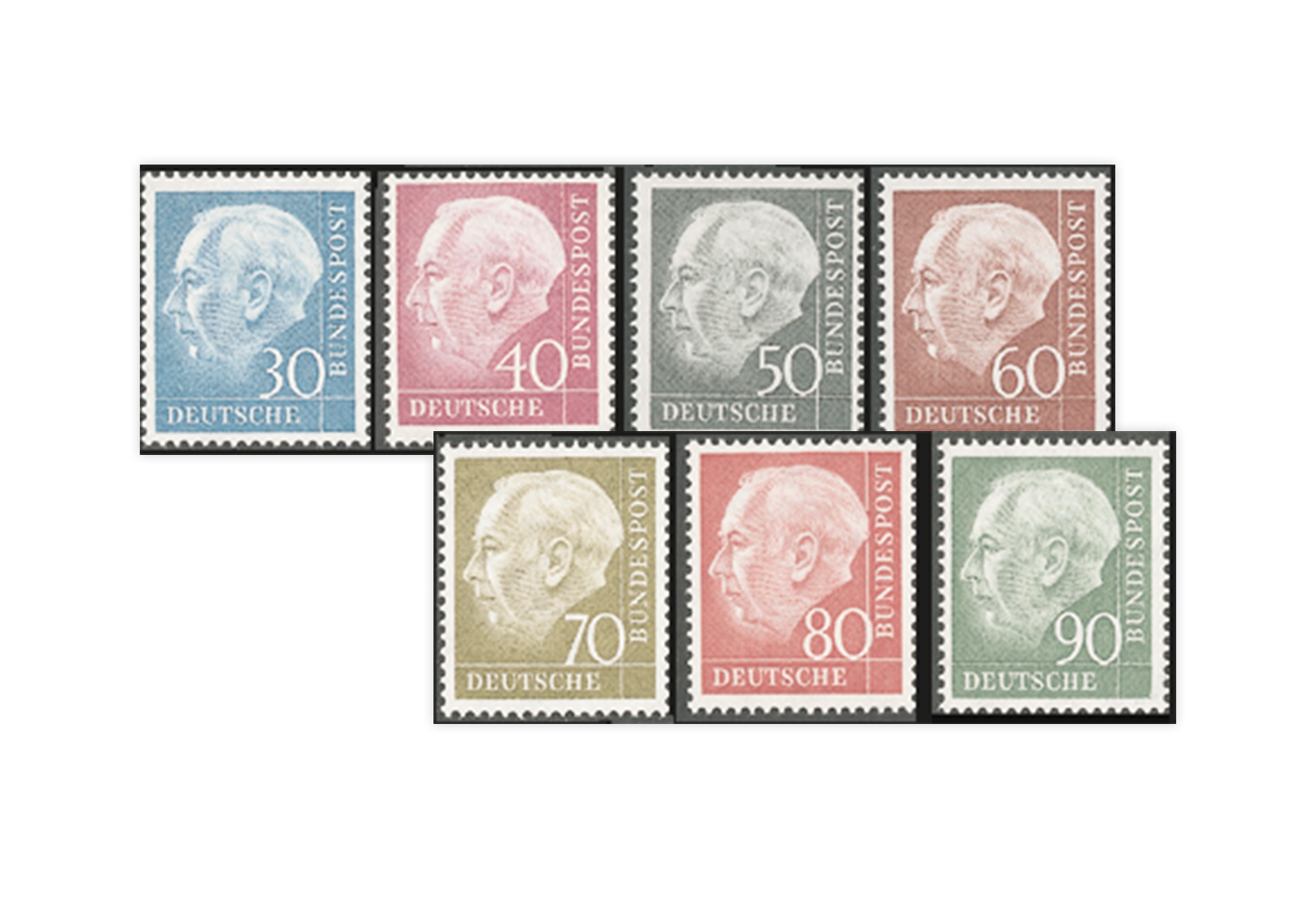 Briefmarken BRD Freimarken Theodor Heuss II. Michel-Nr. 259-265 postfrisch