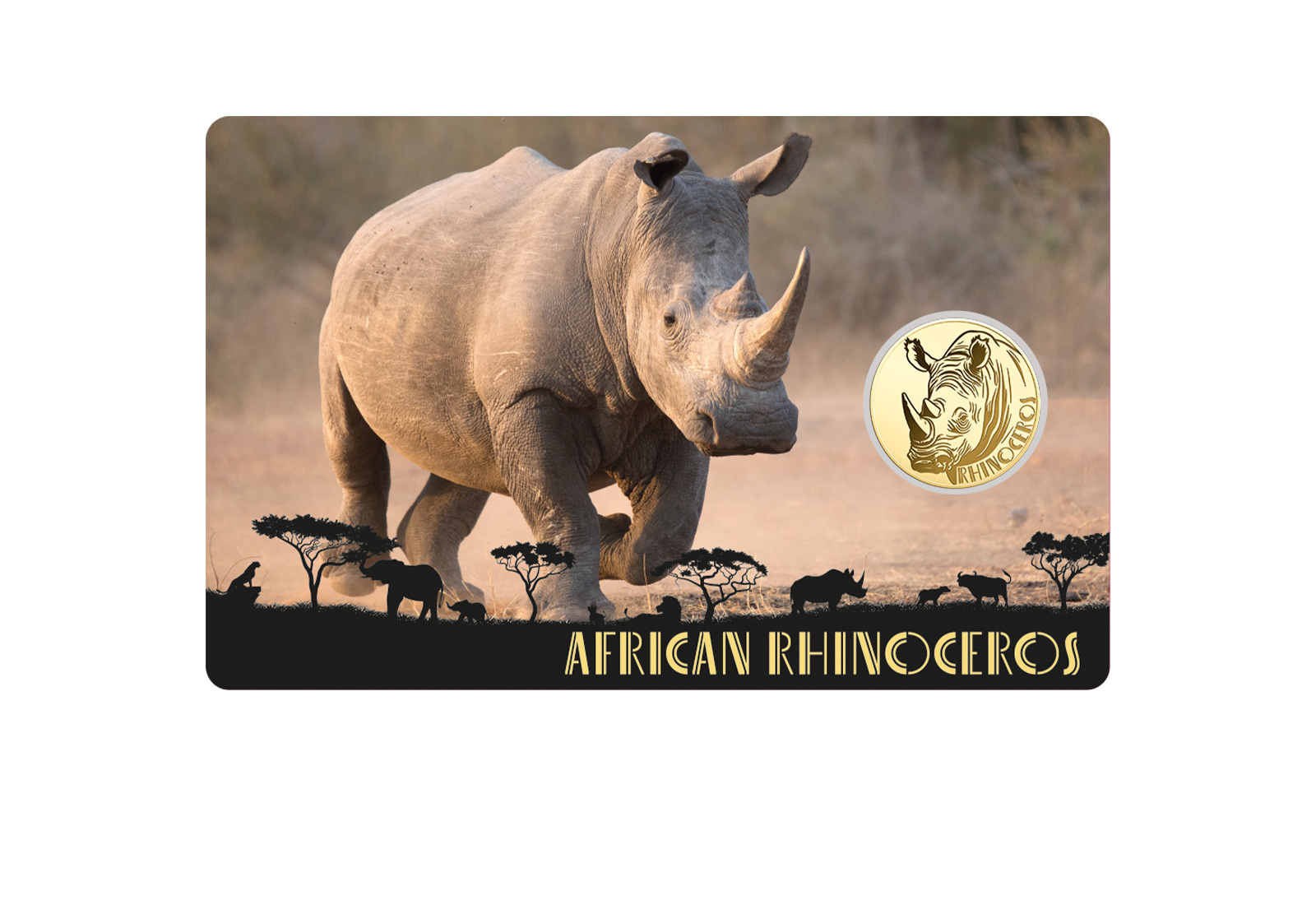 Goldmünze Motiv Nashorn Coincard Feinheit 999/1000 Gold Geschenk