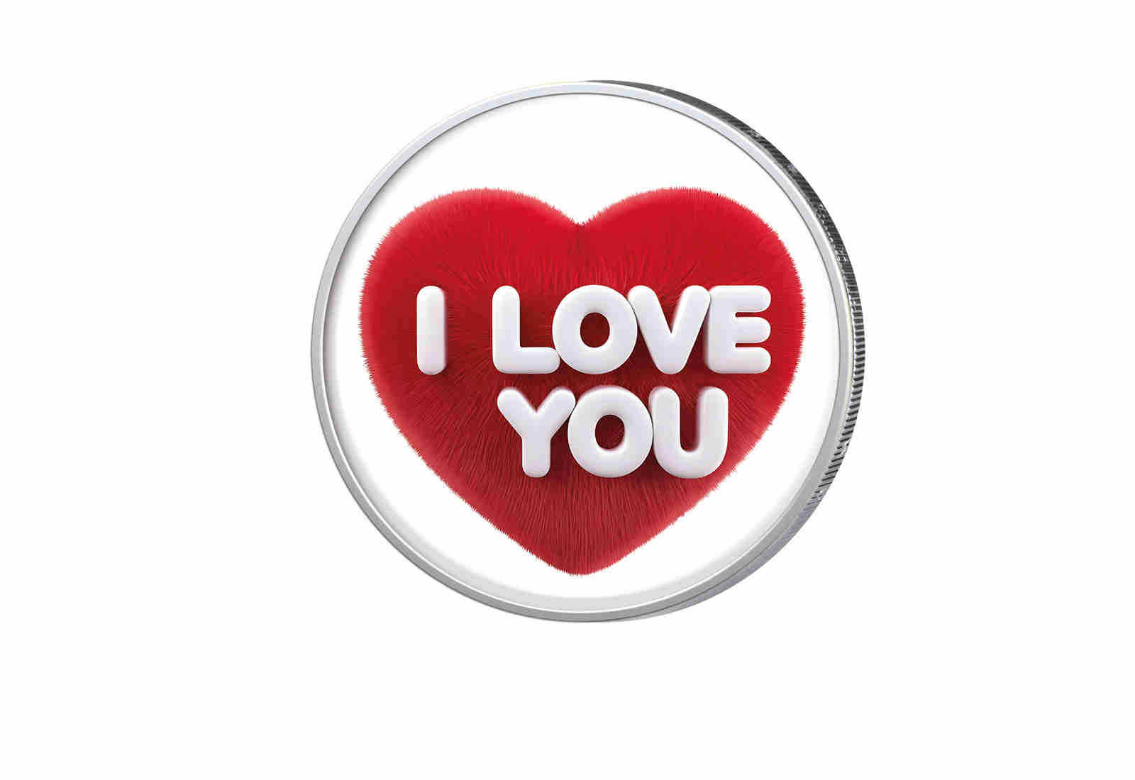 2 Euro mit Farbapplikation I Love You