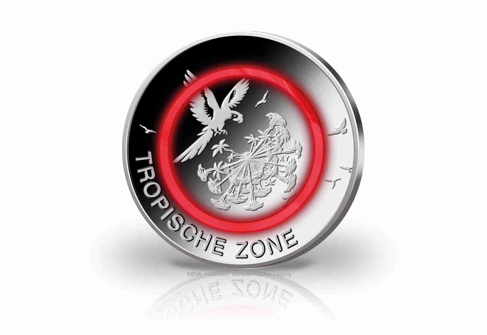 5 Euro 2017 Deutschland Tropische Zone mit rotem Polymerring st Prägestätte A