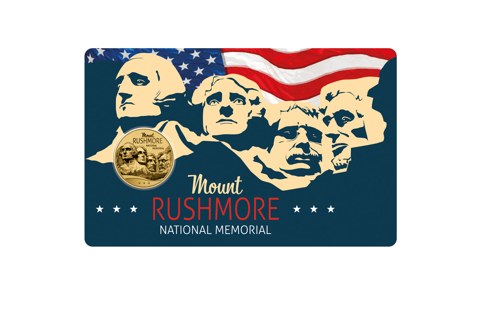 Goldmünze Motiv "Mount Rushmore" Coincard 999/1000 Gold Geschenk