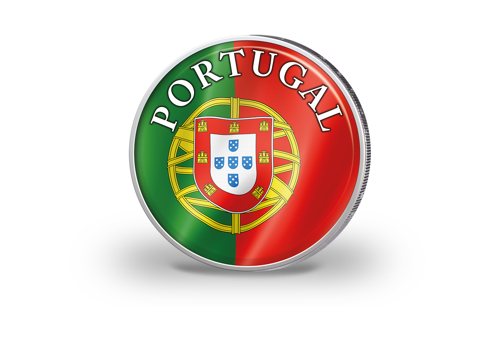 2 Euro vergoldet Portugal Flagge mit Farbapplikation